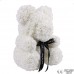 Ursulet alb, decorat manual cu trandafiri din spuma, 27 cm 